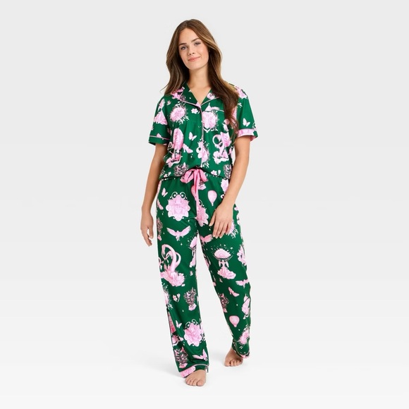Wicked x Katie Kime Women's Graphic Pajama Set - Green - Picture 3 of 3